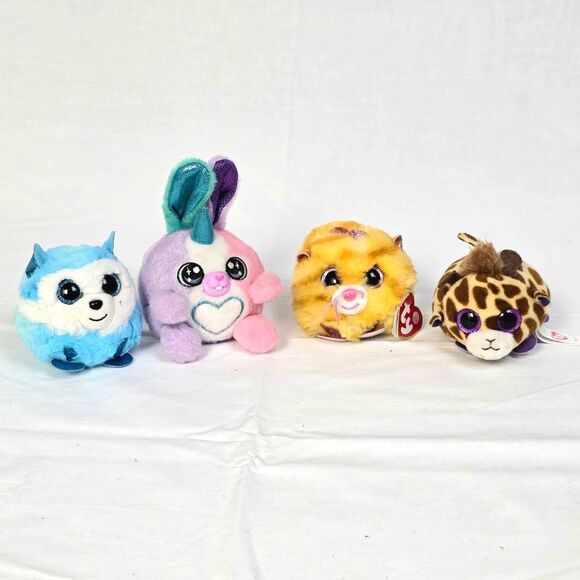 TY Teeny Tys Plush Lot of 4 Animals Husky Unicorn Cat Giraffe - Picture 1 of 8